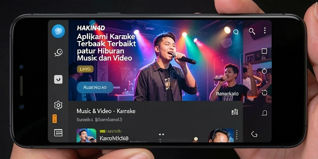 Screenshot aplikasi HAKIN4D menampilkan antarmuka intuitif untuk karaoke.