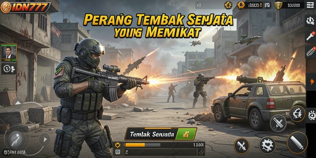 Tampilan antarmuka game Tembak Senjata IDN777 yang menarik.