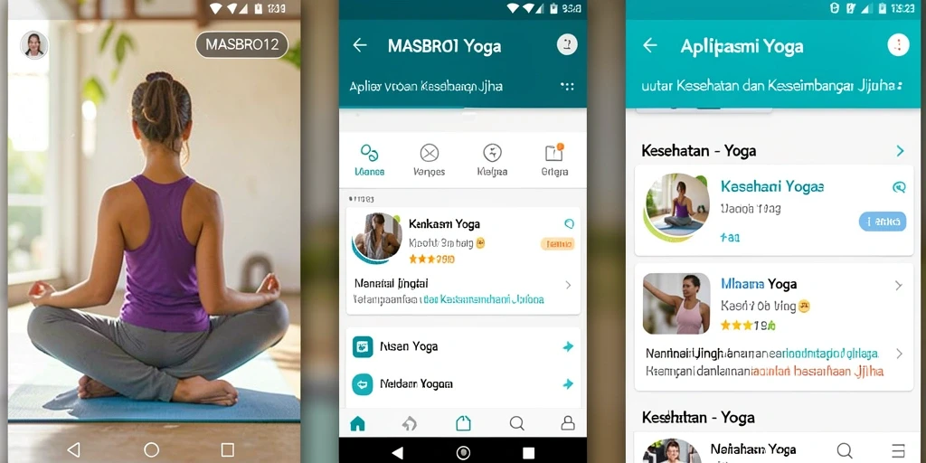 Tampilan antarmuka MASBRO12 yang menarik dan mudah digunakan untuk latihan Yoga.