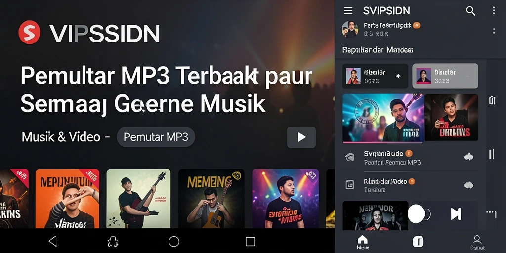 Tampilan antarmuka aplikasi Pemutar MP3 SVIPSIDN yang menarik.