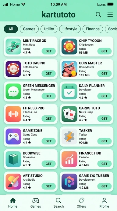 Tampilan katalog aplikasi kartutoto